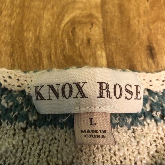 Knox Rose Striped Knit Pullover Acrylic  Sweater Braided Sides Womens Size Large - Picture 4 of 8